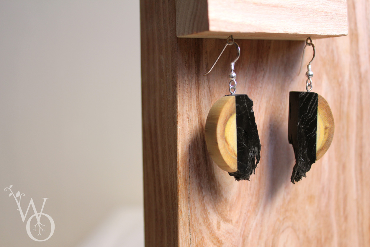 earrings bog oak and robinia