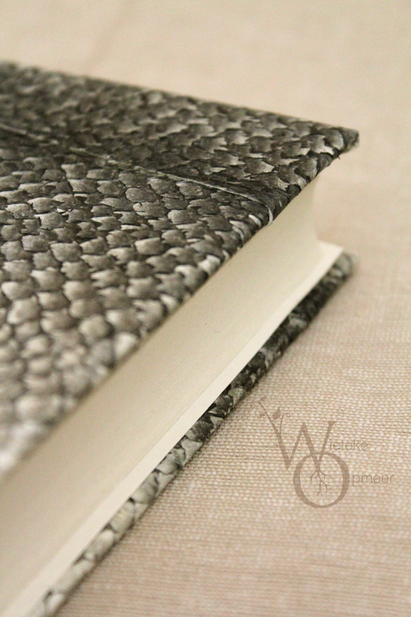 close up of fish leather notebook cover