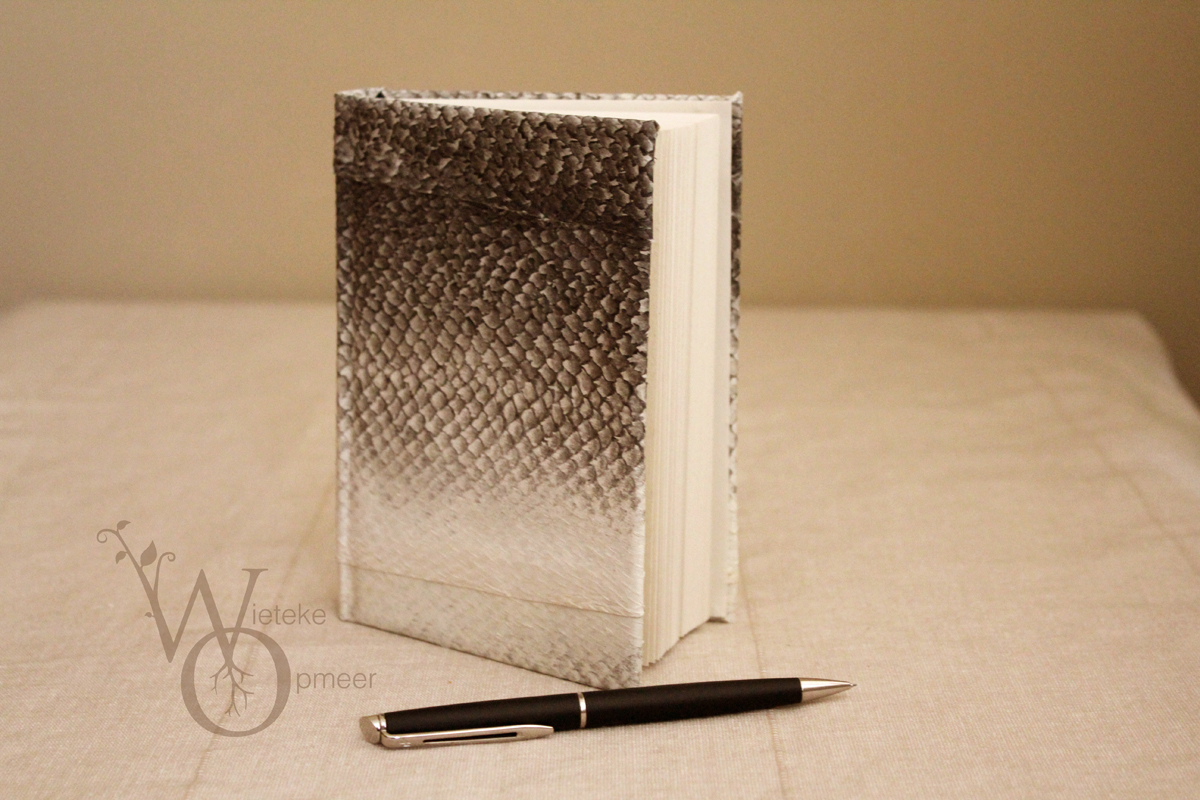 blank notebook with naturally hand tanned fishleather cover